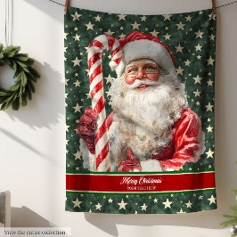 Manta Polar Clásico Holiday Blanket Santa Claus Candy Cane