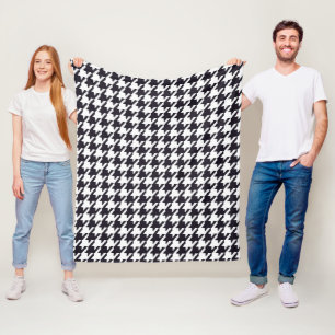 Manta Polar Clásico Houndstooth Negro y Blanco