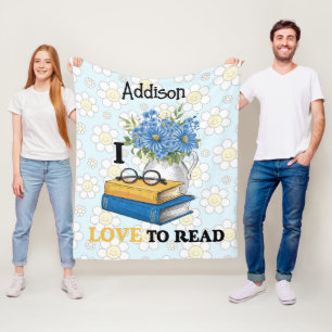 Manta Polar Clásico "Me encanta leer" floral personalizada