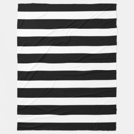 Manta Polar Clásico negro y blanco rayado vertical