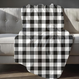 Manta Polar Clásico patrón de cuadros gingham en blanco y negr