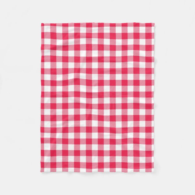 Manta Polar Clásico Patrón de Gingham Rojo y Blanco Rústico (Anverso)