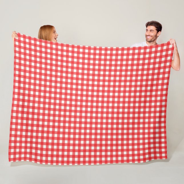 Manta Polar Clásico Picnic Red Gingham Pattern Fleece Blanket (In situ)