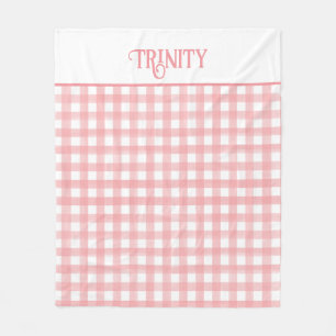 Manta Polar Clásico rosa y blanco Gingham Plaid Pattered