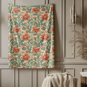 Manta Polar Clásico William Morris Elegante marfil de sabio ro
