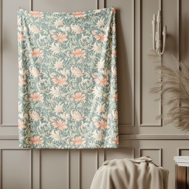 Manta Polar Clásico William Morris inspirado en el tono pastel (Classic William Morris inspired Floral pastel tone Fleece Blanket)