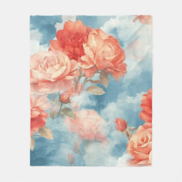 Manta Polar Clásicos - Rosas rosadas y rojas angelicales en nu