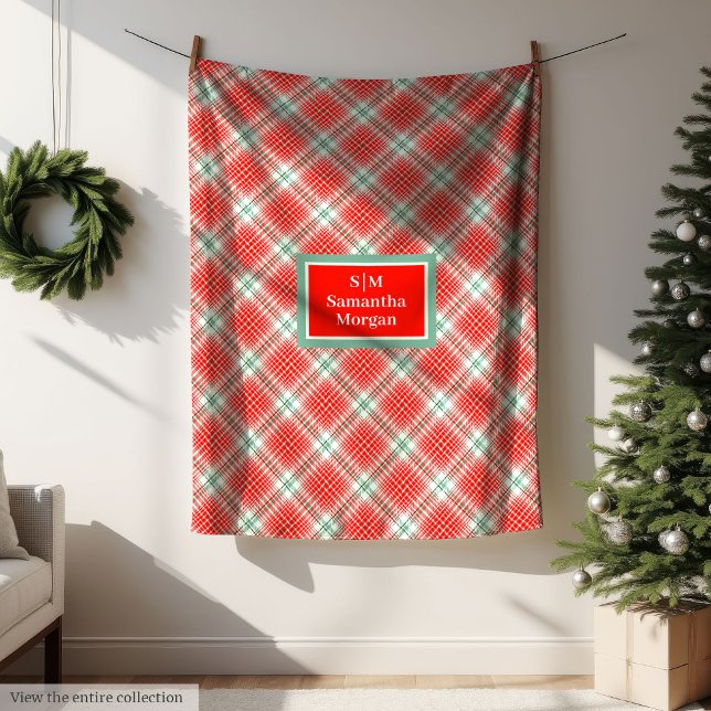 Manta Polar Classic Christmas Blanket Chic Monogram Style (Classic Christmas Blanket Chic Monogram Style)