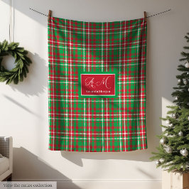 Manta Polar Classic Christmas Plaid Blanket Monogram Holiday