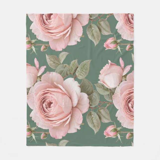 Manta Polar Classic English Roses In Blush Pink  (Anverso)