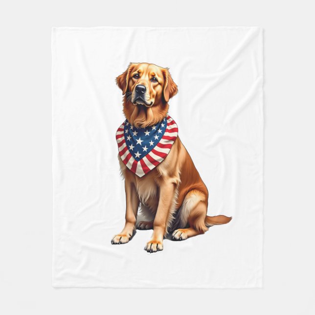 Manta Polar Classic Patriotic Golden Retriever Vintage Shirt 2 (Anverso)