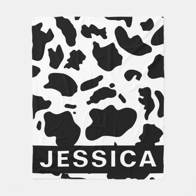 Manta Polar Classic Personalized Black White Cow Print (Anverso)