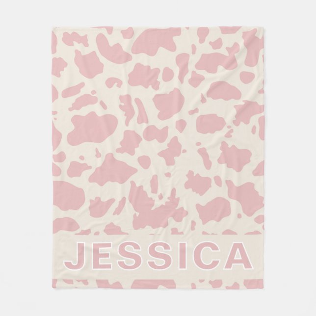 Manta Polar Classic Personalized Pink Cow Print (Anverso)