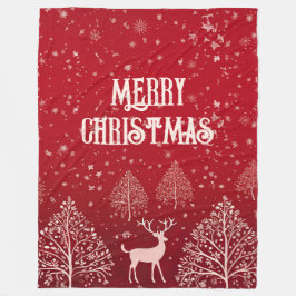 Manta Polar Classic Red Merry Christmas Winter