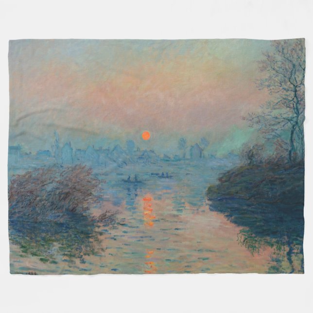 Manta Polar Claude Monet - Atardecer en el Sena en Lavacourt (Frente (Horizontal))