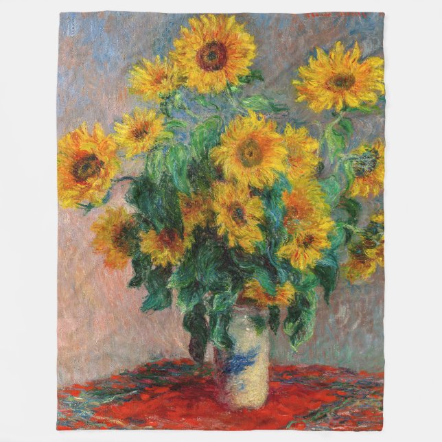 Manta Polar Claude Monet - Bouquet de girasoles (Anverso)
