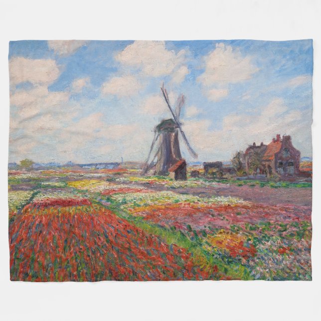 Manta Polar Claude Monet - Campo de tulipanes en Holanda (Frente (Horizontal))