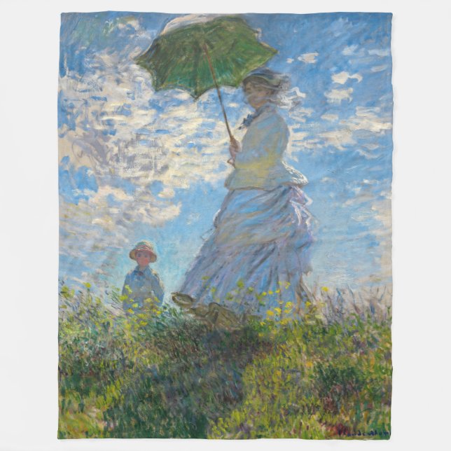 Manta Polar Claude Monet - El paseo, mujer con sombrilla (Anverso)