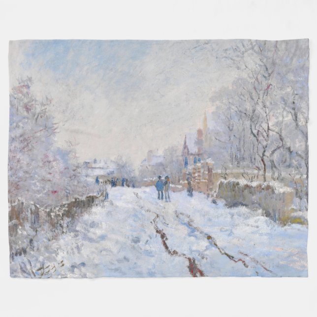 Manta Polar Claude Monet - Escena de nieve en Argentina (Frente (Horizontal))