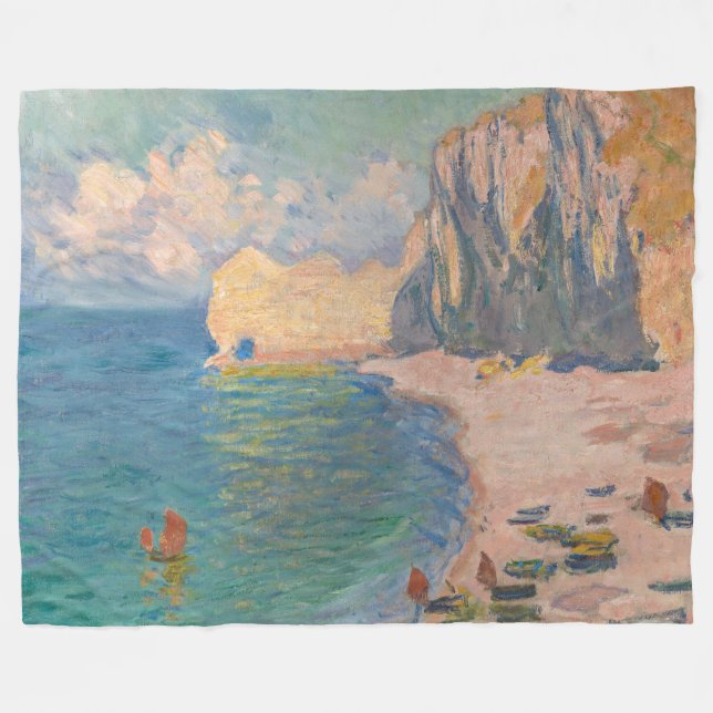 Manta Polar Claude Monet - Etretat: playa y Falaise d'Amonet (Frente (Horizontal))