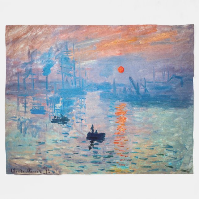 Manta Polar Claude Monet - Impresión, amanecer (Frente (Horizontal))