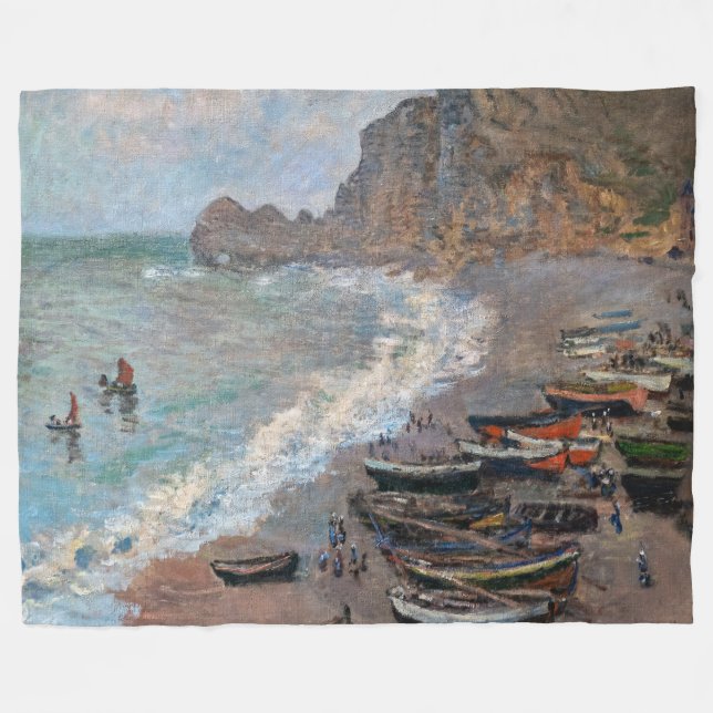 Manta Polar Claude Monet - La playa de Etretat (Frente (Horizontal))