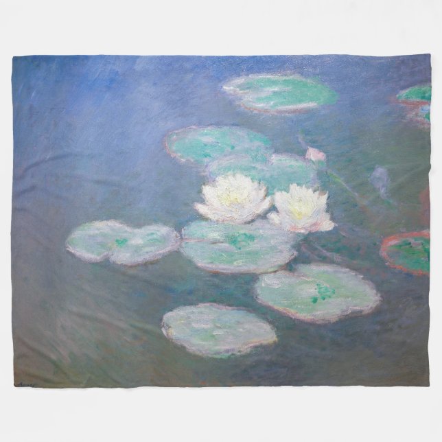 Manta Polar Claude Monet - Lilies de agua, efecto nocturno (Frente (Horizontal))