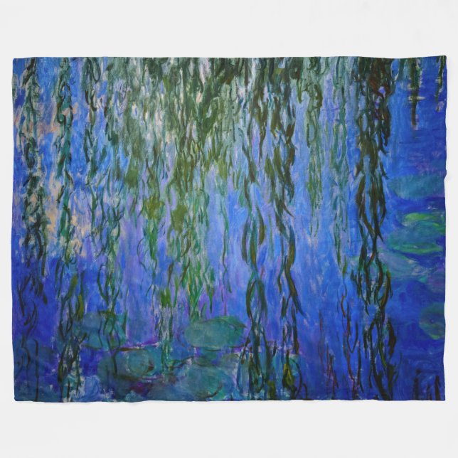 Manta Polar Claude Monet - Lilis de agua con sauce lloroso (Frente (Horizontal))