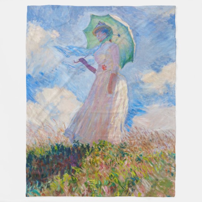 Manta Polar Claude Monet - Mujer con Parasol a la izquierda (Anverso)