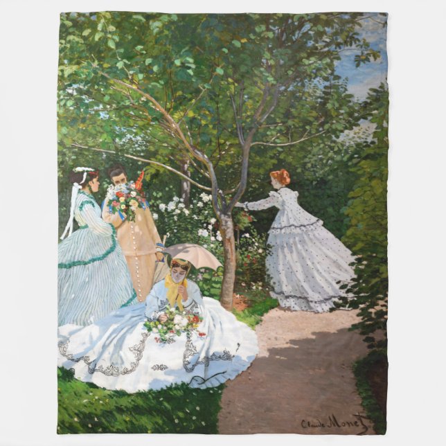 Manta Polar Claude Monet - Mujeres en el jardín (Anverso)