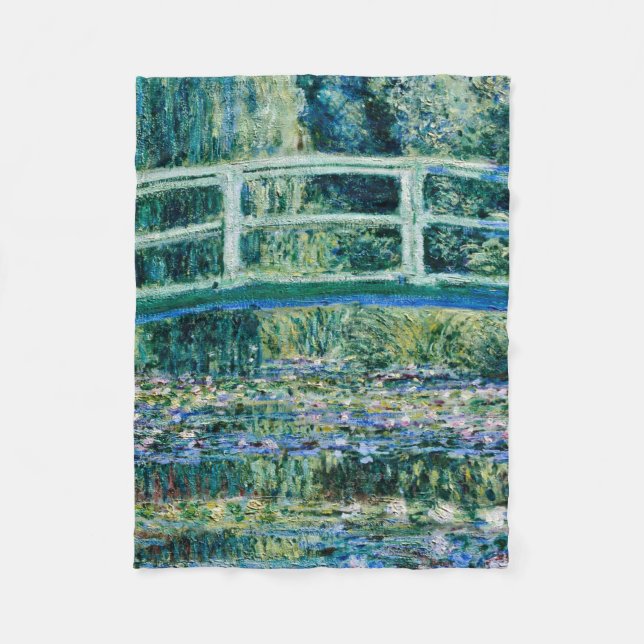 Manta Polar Claude Monet - Nieves Y Puente Japonés (Anverso)
