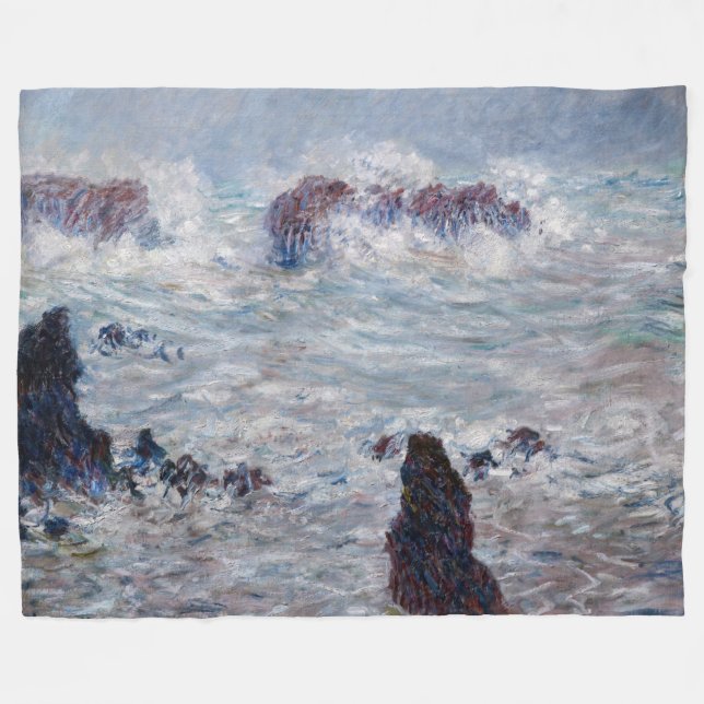 Manta Polar Claude Monet - Tormenta frente a la costa de Belle (Frente (Horizontal))