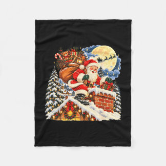 Manta Polar Claus de antaño en el tejado luna llena navidad