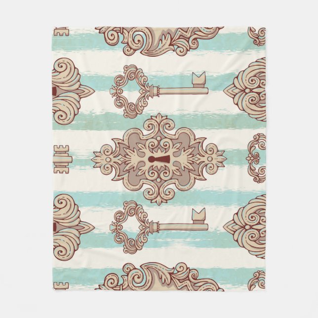 Manta Polar Claves de época, cerraduras: patrón de mano libre. (Anverso)