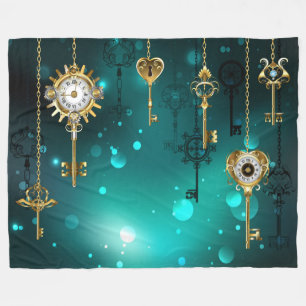 Manta Polar Claves de esqueleto antiguas sobre fondo verde