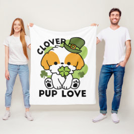 Manta Polar Clover Pup Love - Diseño de perros del Día de San