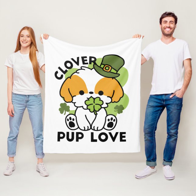 Manta Polar Clover Pup Love - Diseño de perros del Día de San  (In situ)