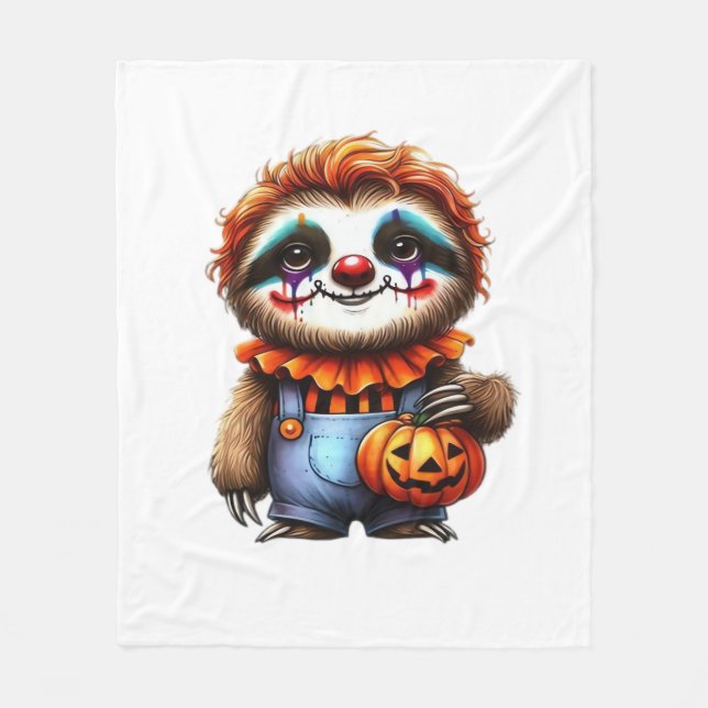 Manta Polar Clown Sloth Halloween camiseta sobredimensionada (Anverso)