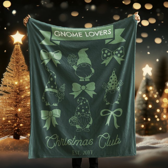Manta Polar Club de Navidades Coquette Gnome Lovers - Sage | B (Coquette Gnome Lovers Christmas Club Dark Green | Sage Green Fleece Blanket)
