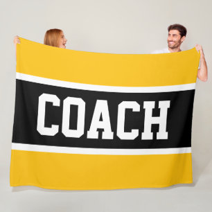 Manta Polar COACH Amarillo Naranja Negro Blanco Rayas Deportiv