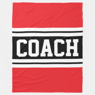 Manta Polar COACH Divertido rojo brillante franjas de Carreras