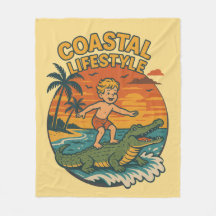 Coastal Lifestyle Gator Surfing - Retro Surf Beach
