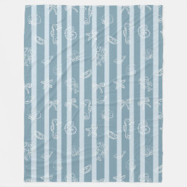 Manta Polar Coastal Nautical Pattern | Blue Sea Shell & Seahor