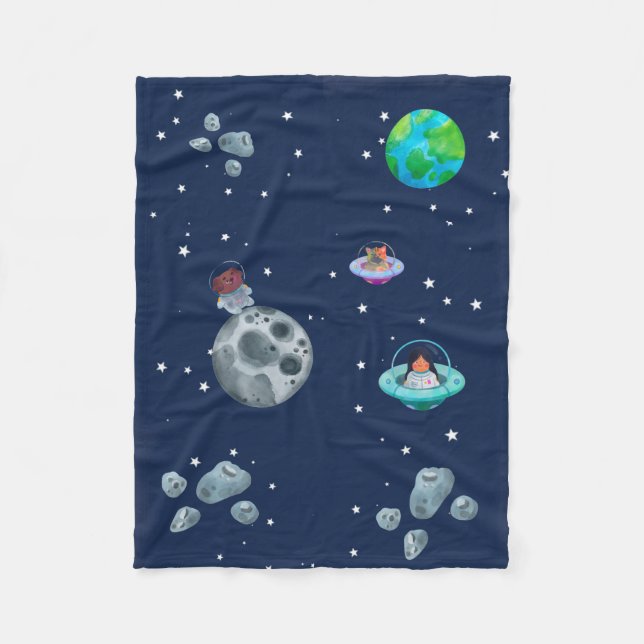 Manta Polar Cobertor De Velo Space themed blanket. (Anverso)