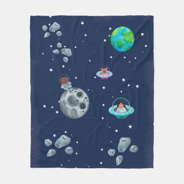 Manta Polar Cobertor De Velo Space themed blanket. (Anverso)