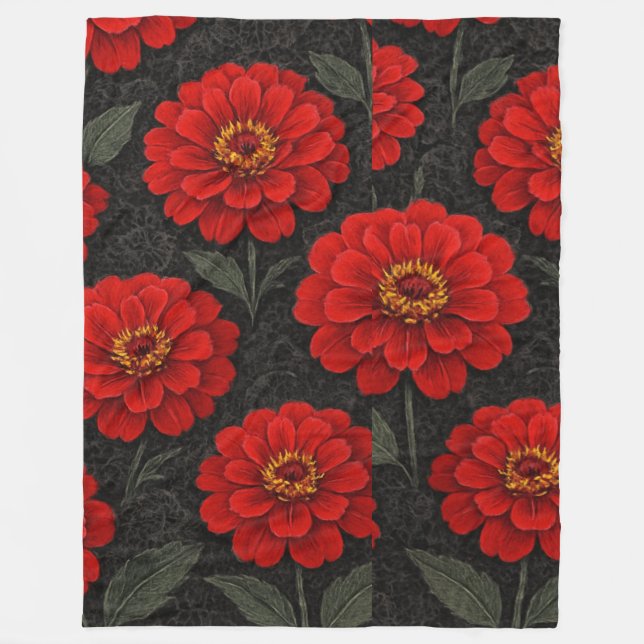 Manta Polar cobertor  Flores de Zínnia em artes (Anverso)