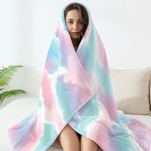 Manta Polar Cobertura de Nube Tie-Dye Pastel Soave Gradiente 