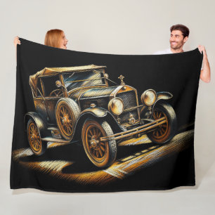 Manta Polar Coche Antiguo Negro Pastel Duro