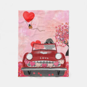 Manta Polar Coche de perro caniche con corazones de San Valent
