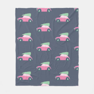 Manta Polar Coche rosado lindo con el árbol de navidad en